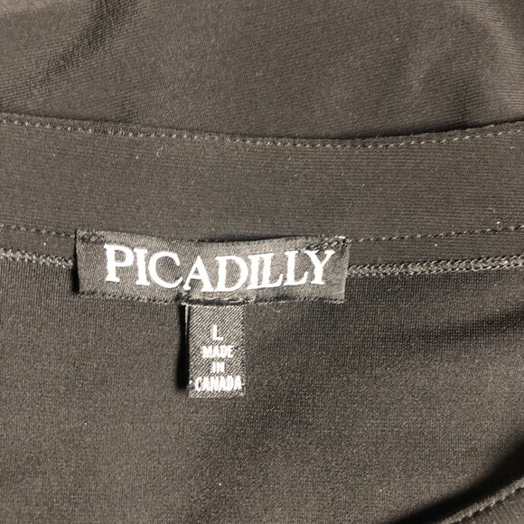 Picadilly Cap Sleeve Top Womens Size Large Partial Zip Stretchy Comfy Shirt - Picture 5 of 6